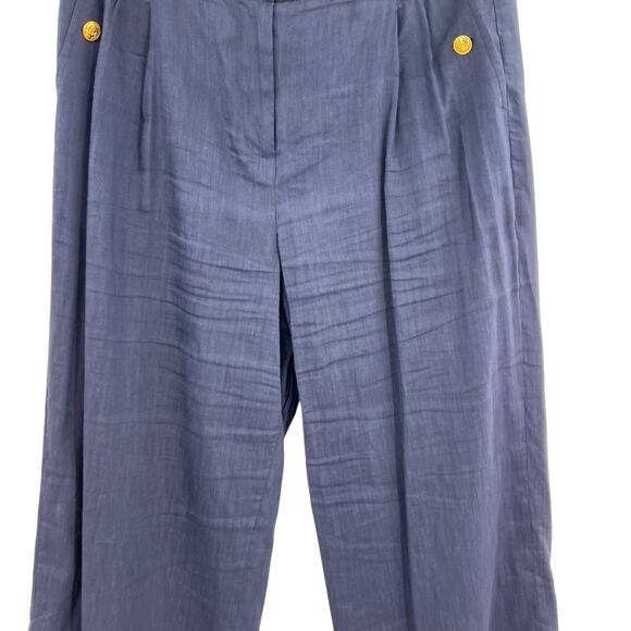 J. Crew Collection Marie Marot Wide-Leg Pant Italian Line Blend Navy Blue 12 - Picture 7 of 13